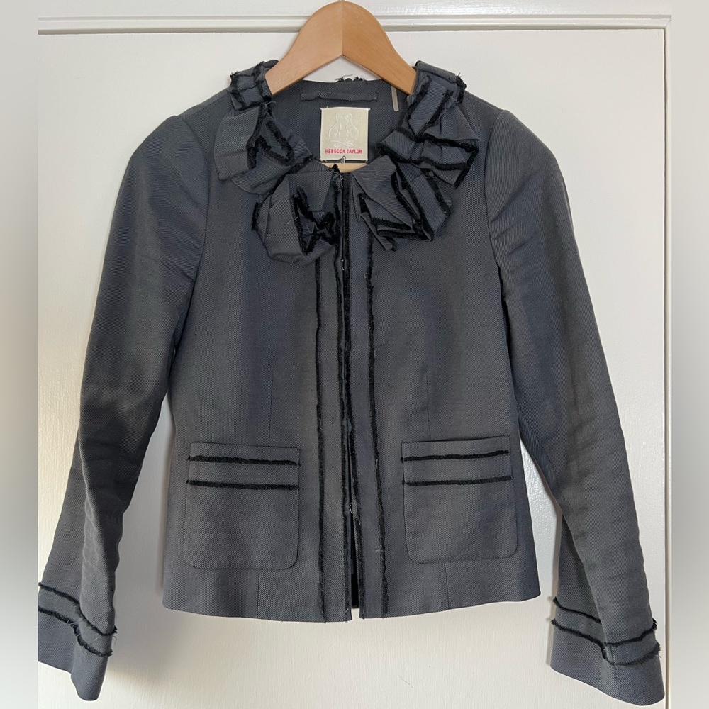 Rebecca Taylor Ruffled Collar Cropped Blazer Academia British Regency Romantic